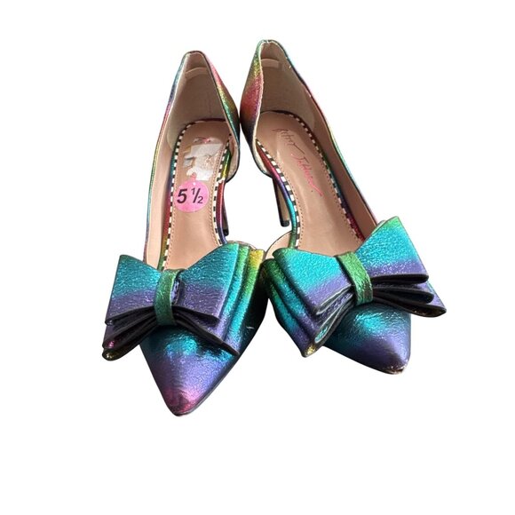 Betsey Johnson womans inbow Metallic Stiletto Heels Size 5.5 SKU8165 - Picture 9 of 14